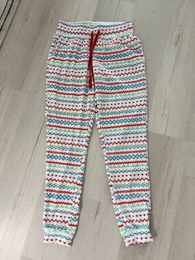 NWOT Wondershop White Fair Isle Sleep Pants with Red, Teal & Blue Pattern